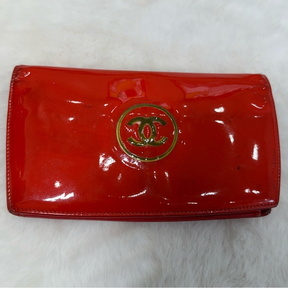 Chanel Red Patent Leather Long Wallet - Picture 1 of 8